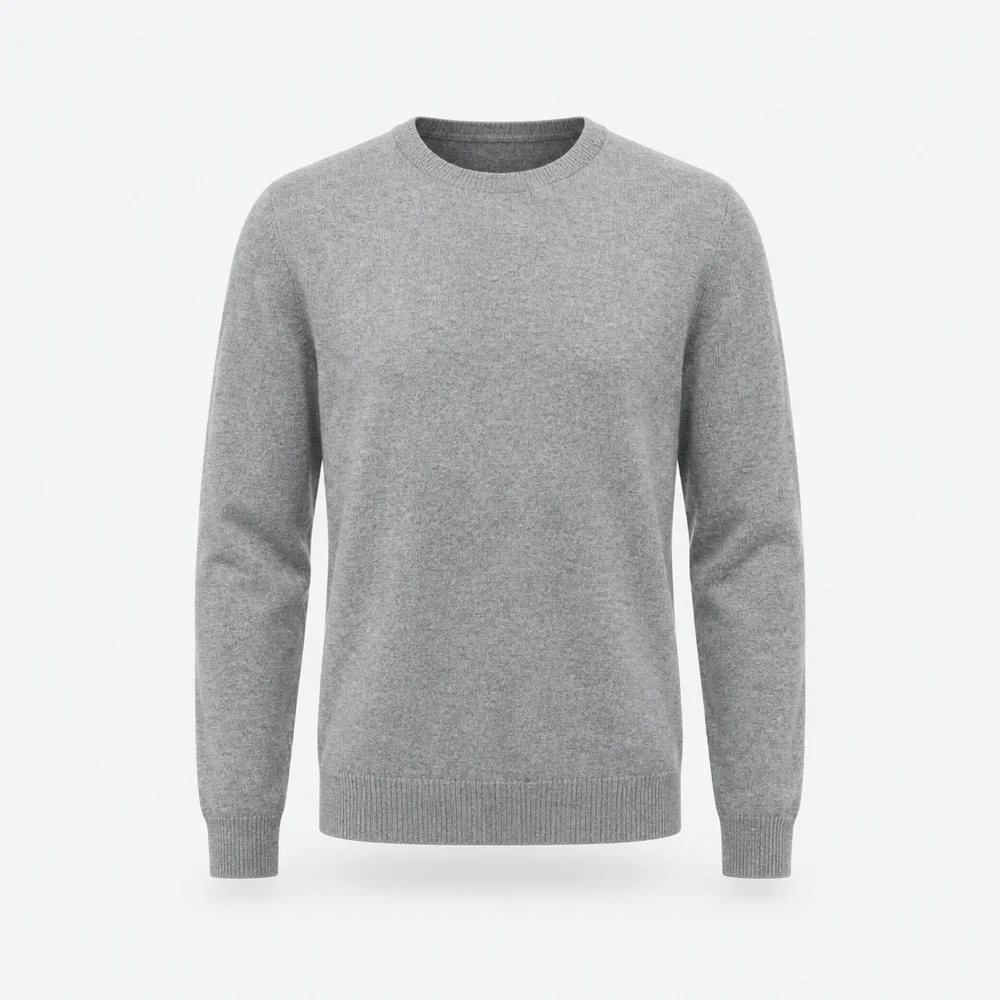 Asiago Cashmere Crew – Grey Melange