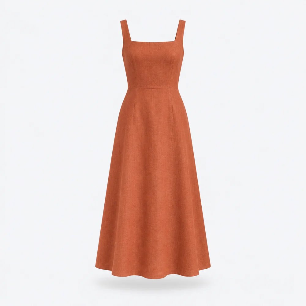 Liguria Linen Dress – Terracotta