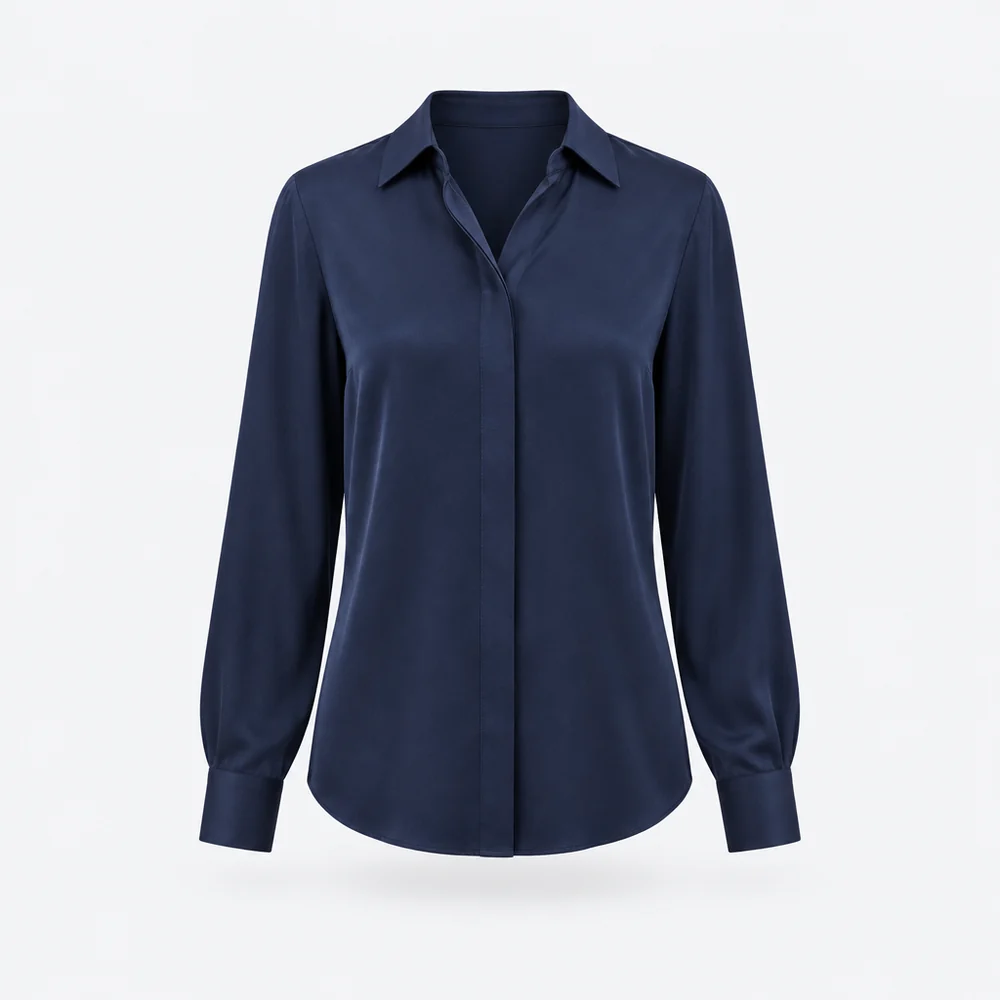 Lucca Silk Blouse – Navy