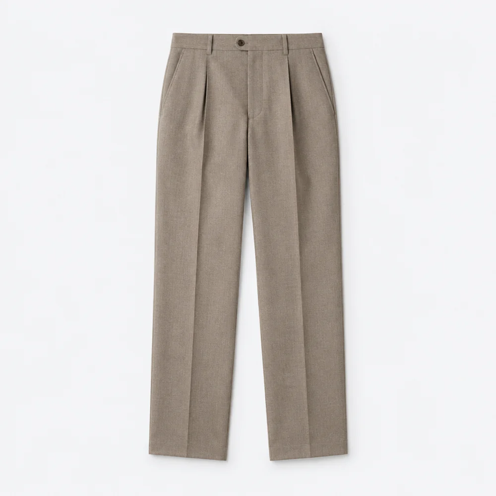 Pleated Wool Trouser – Taupe