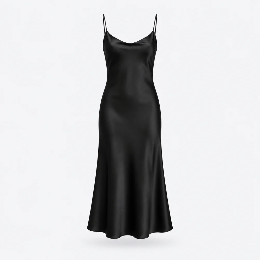 Positano Silk Slip Dress – Black