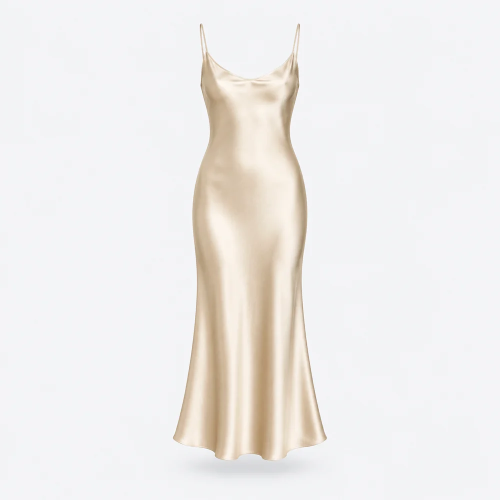 Positano Silk Slip Dress – Champagne