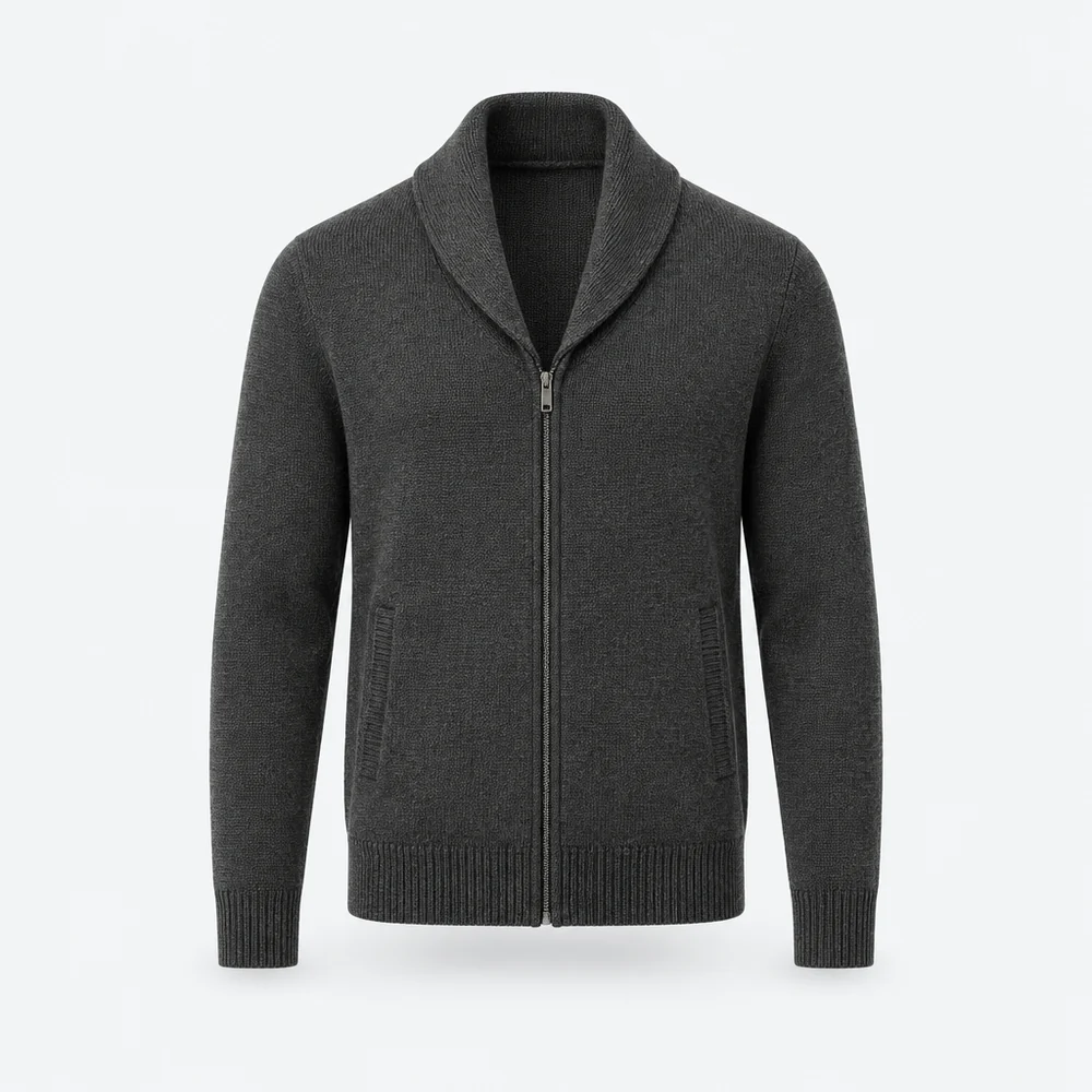Trento Zip Cardigan – Charcoal